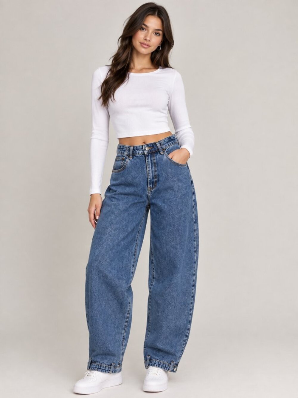 NWT PrettyLittleThing PLT Baggy Barrel Leg Wide Leg Jeans Size 10 Blue Y2K